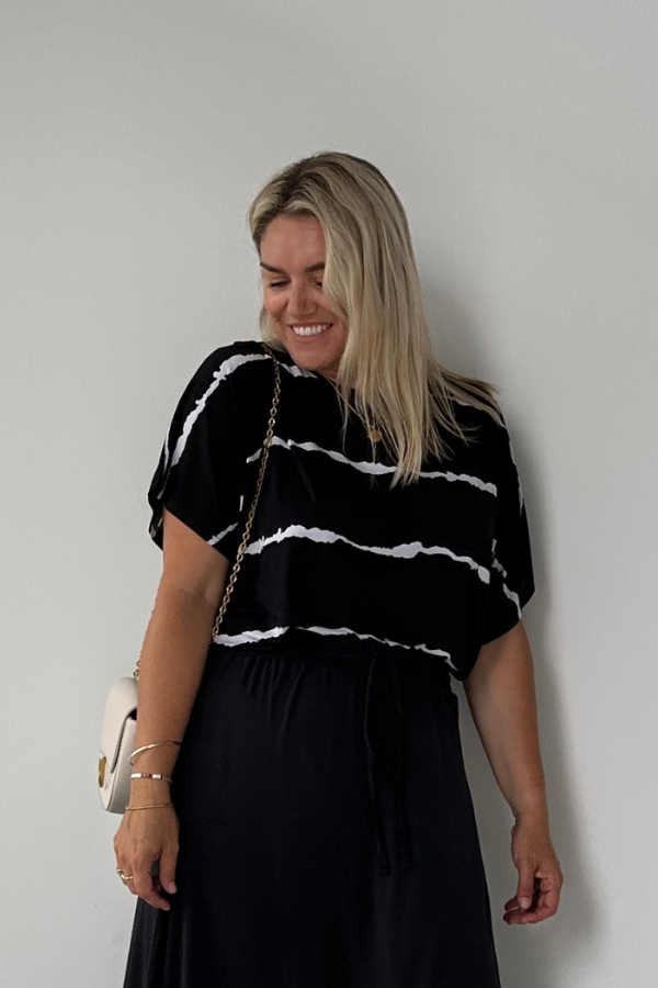 Chloe Short Sleeve Top - Waves of Whisper