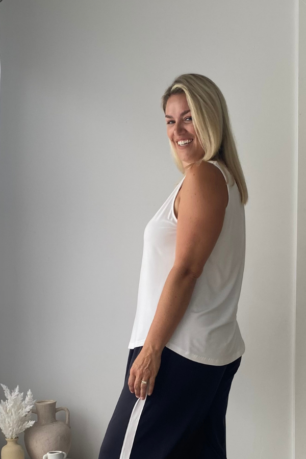 Luna Bamboo Sleeveless Top - White