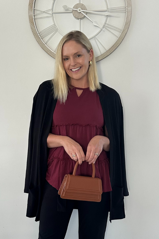 Zoe Bamboo Tiered Top - Burgundy