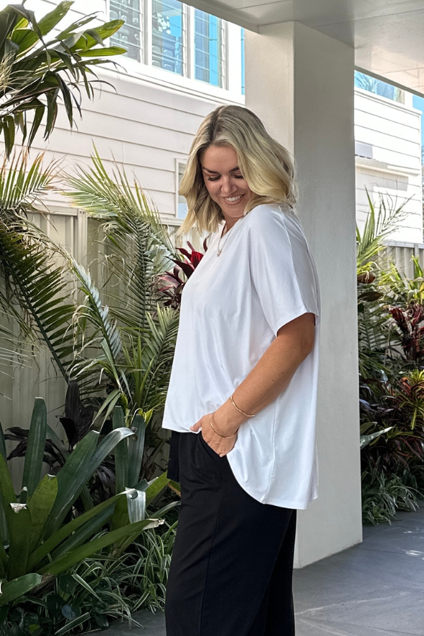 Olivia Bamboo Top - White