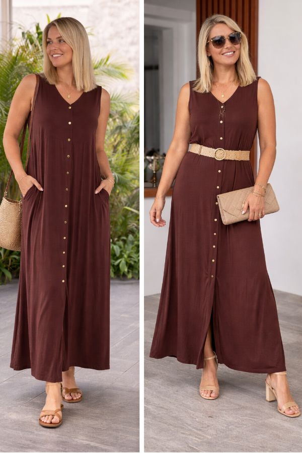 Selene Bamboo Dress - Chocolate