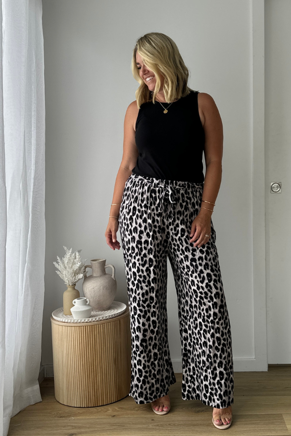 Alexa Bamboo Pant - Grey Leopard | Natali The Label Alexa Bamboo Pant - Grey Leopard | Natali The Label