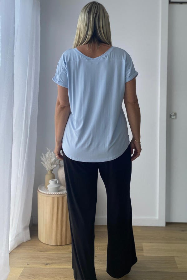 Mila Bamboo Tee - Soft Blue