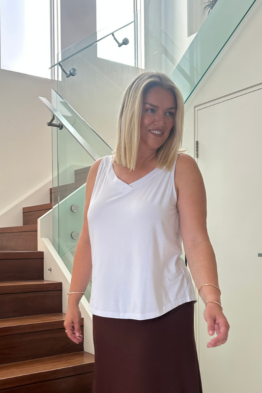 Luna Bamboo Sleeveless Top - White
