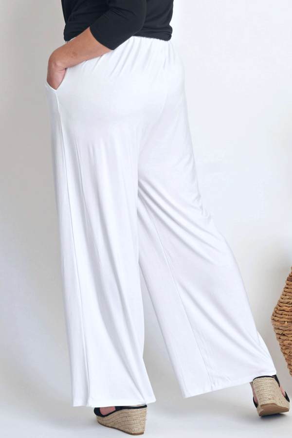 Alexa Bamboo Wide Leg Pant - White