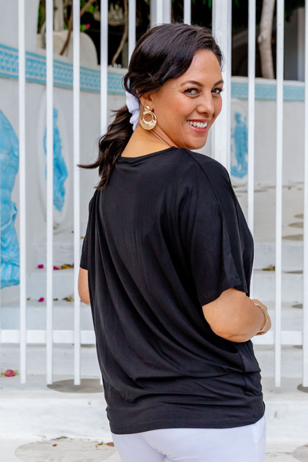 Aria Bamboo Knot Front Top - Black