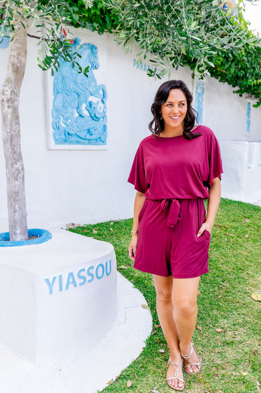 Victoria Playsuit - Burgundy