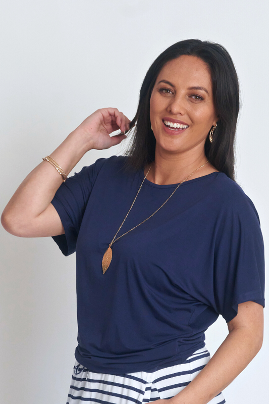 Chloe Short Sleeve Top - Navy